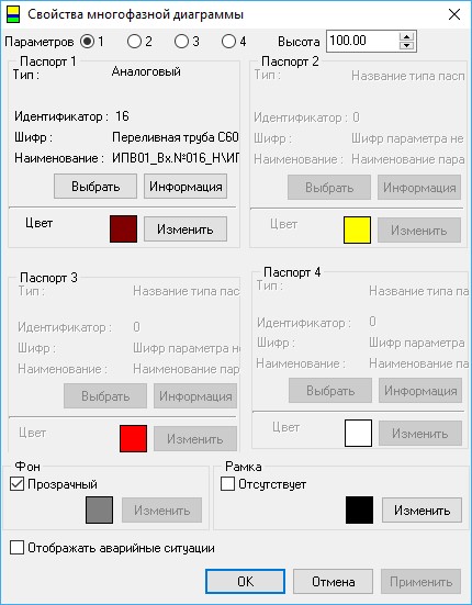 Окно настройки объекта «Многофазная гистограмма»