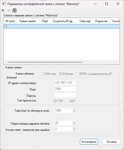 Добавление канала связи